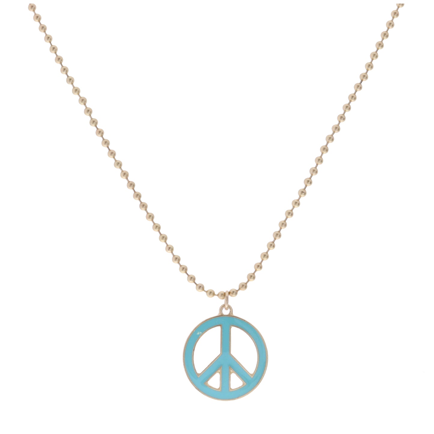 Kids 14" Mint Enamel Peace Sign Necklace , 3" Ext