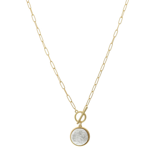 16" Chain with Round Pearl Dangle Necklace, 3" Ext