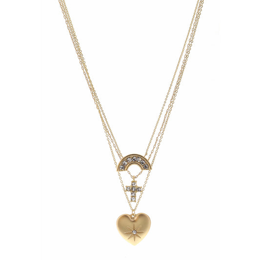 15", 16", 17" Crystal Rainbow and Cross, Crystal Heart Necklace, 3" Ext