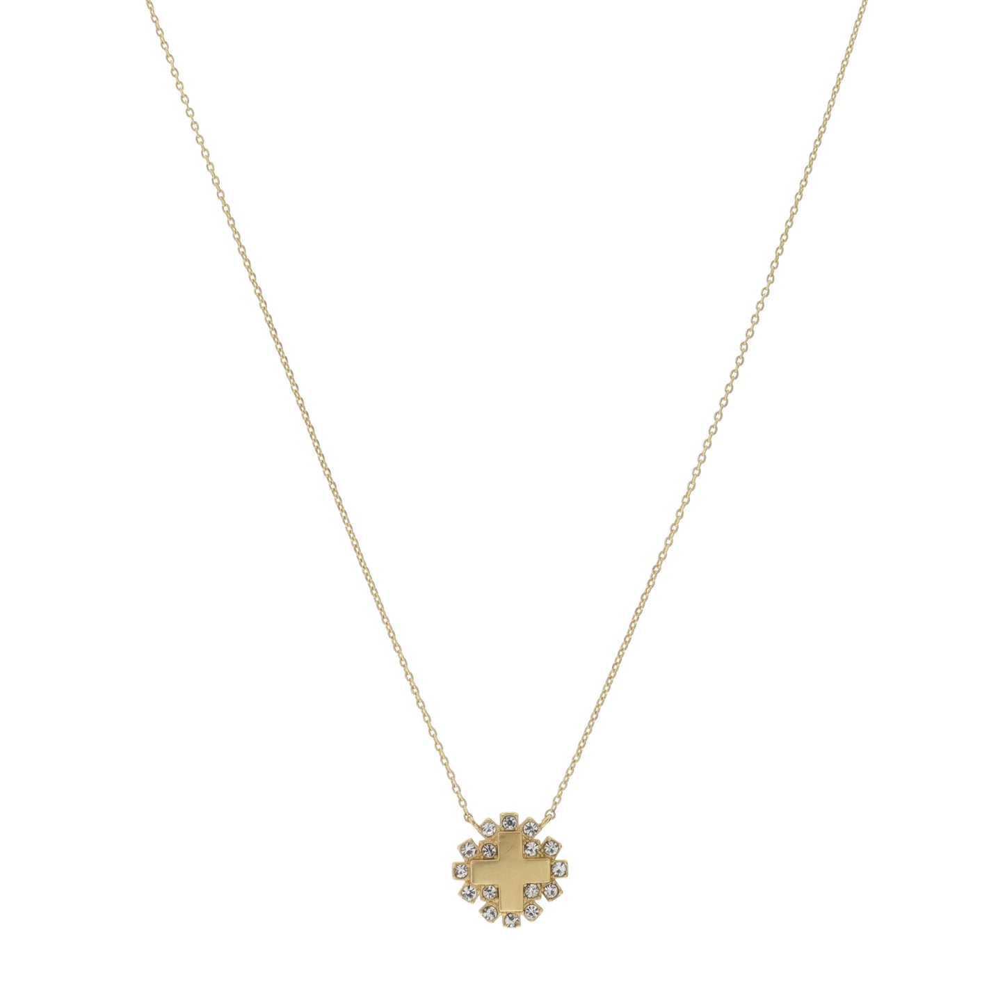 16"  Cross with Crystal Accents Necklace, 3" Ext