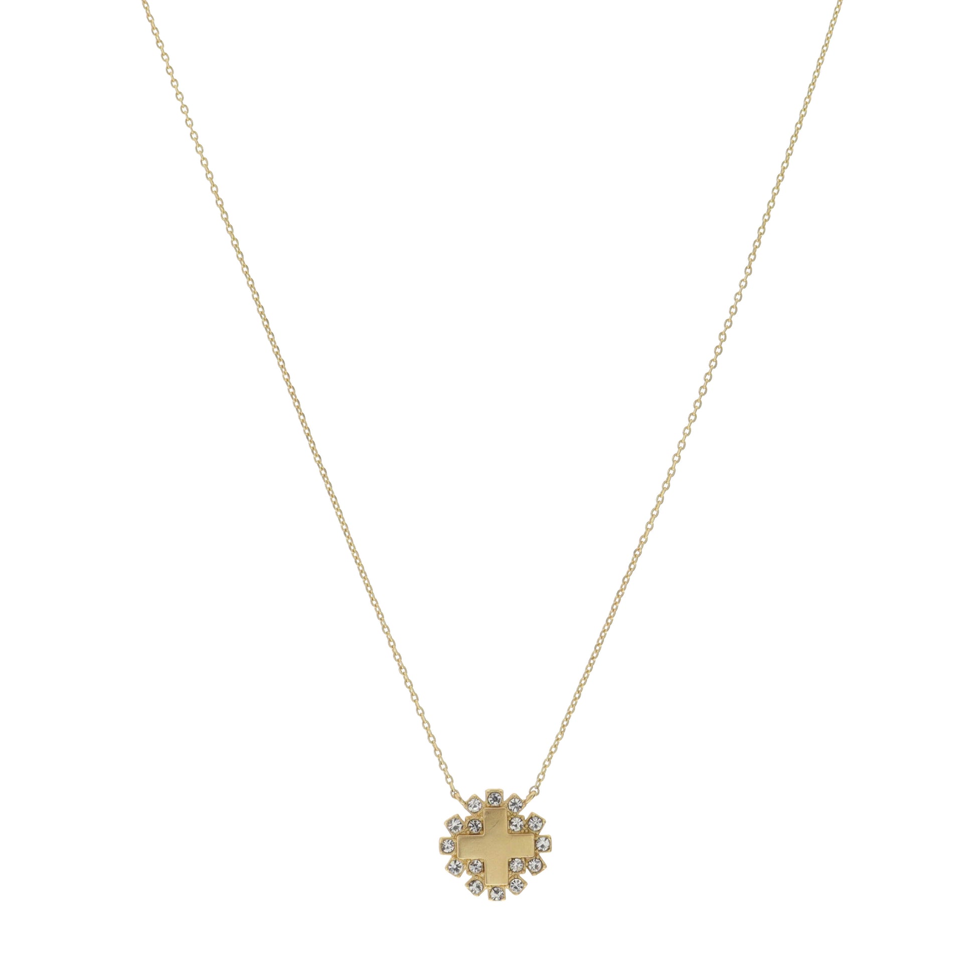 16"  Cross with Crystal Accents Necklace, 3" Ext