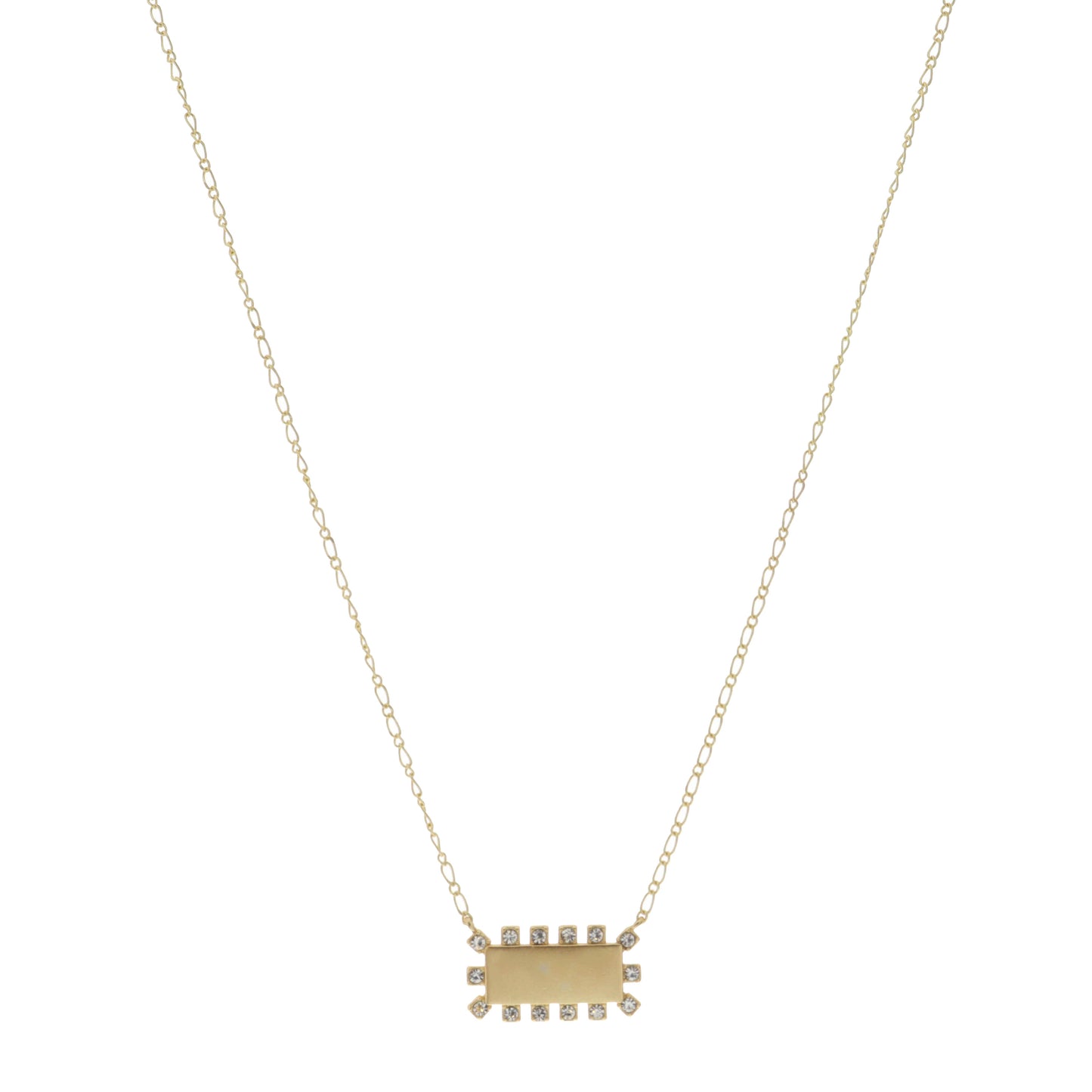 16"  Rectangle with Crystal Accents Necklace, 3" Ext