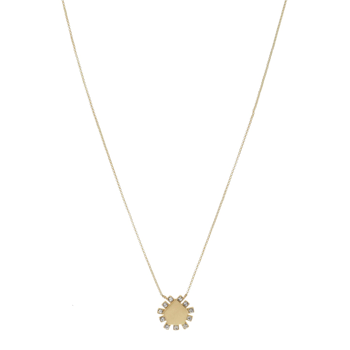 16"  Pentagon with Crystal Accents Necklace, 3" Ext