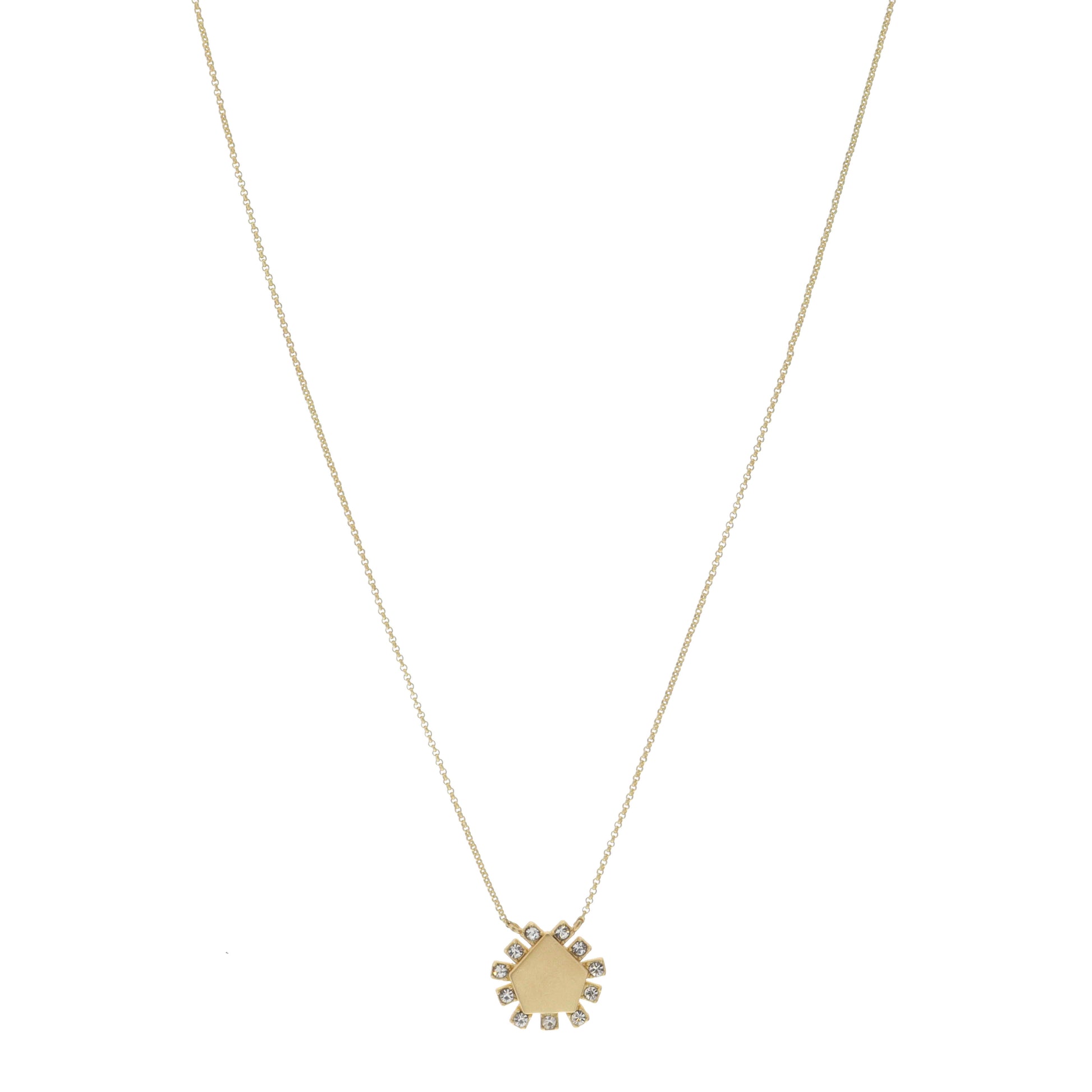 16"  Pentagon with Crystal Accents Necklace, 3" Ext