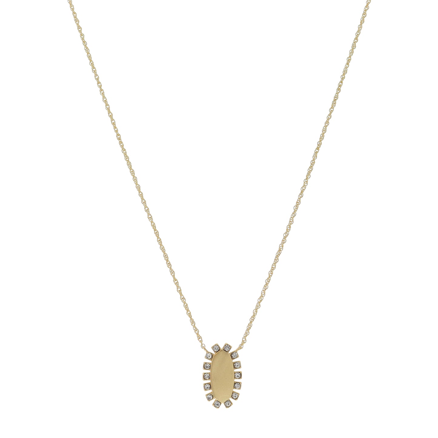 16"  Pointed Oval with Crystal Accents Necklace, 3" Ext