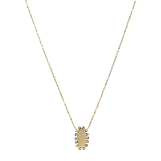 16"  Pointed Oval with Crystal Accents Necklace, 3" Ext