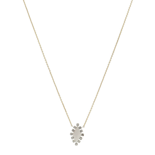 16"  Silver Diamond Oval with Crystal Accents Necklace, 3" Ext