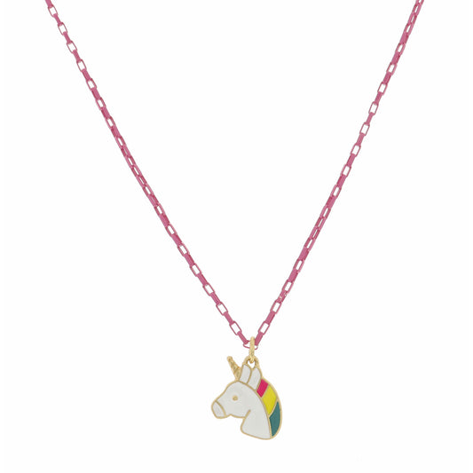 Kids 14" Unicorn Head Necklace, 3" Ext