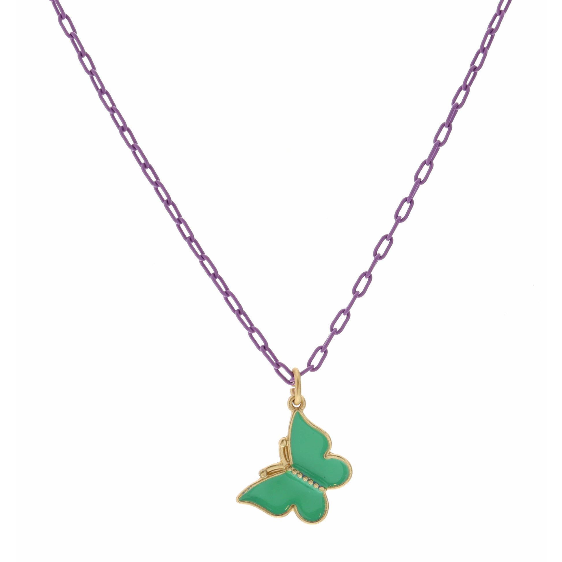 Kids 14" Teal Butterfly Necklace, 3" Ext