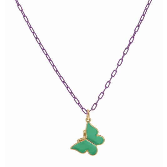 Kids 14" Teal Butterfly Necklace, 3" Ext