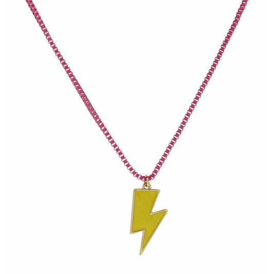 Kids 14" Yellow Lightning Bolt Necklace, 3" Ext