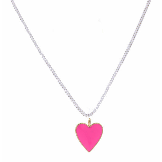 Kids 14" Pink Heart Necklace, 3" Ext