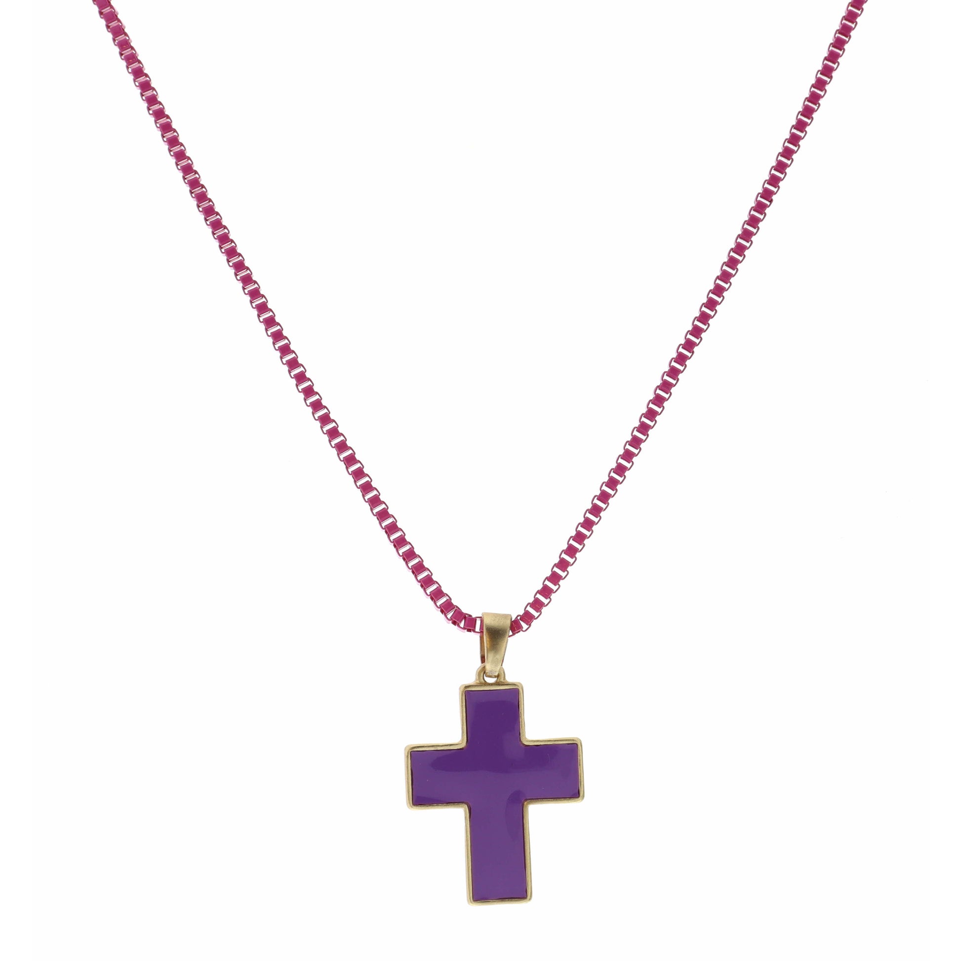 Kids 14" Purple Cross Necklace, 3" Ext