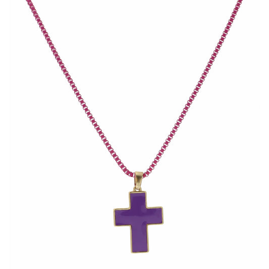 Kids 14" Purple Cross Necklace, 3" Ext