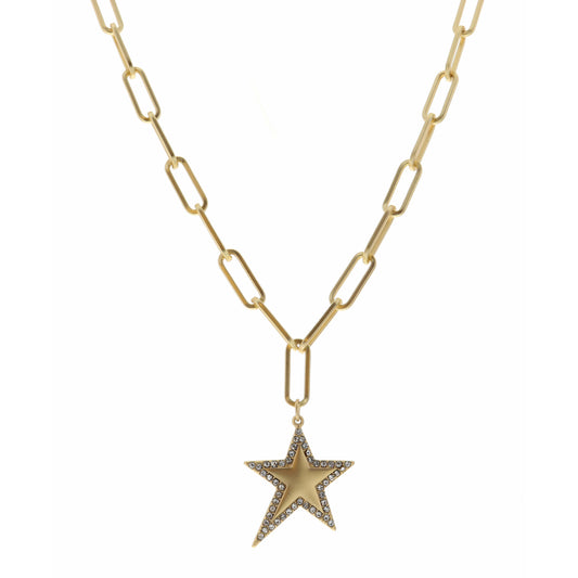 16" Star with Crystal Outline Necklace, 3" Ext