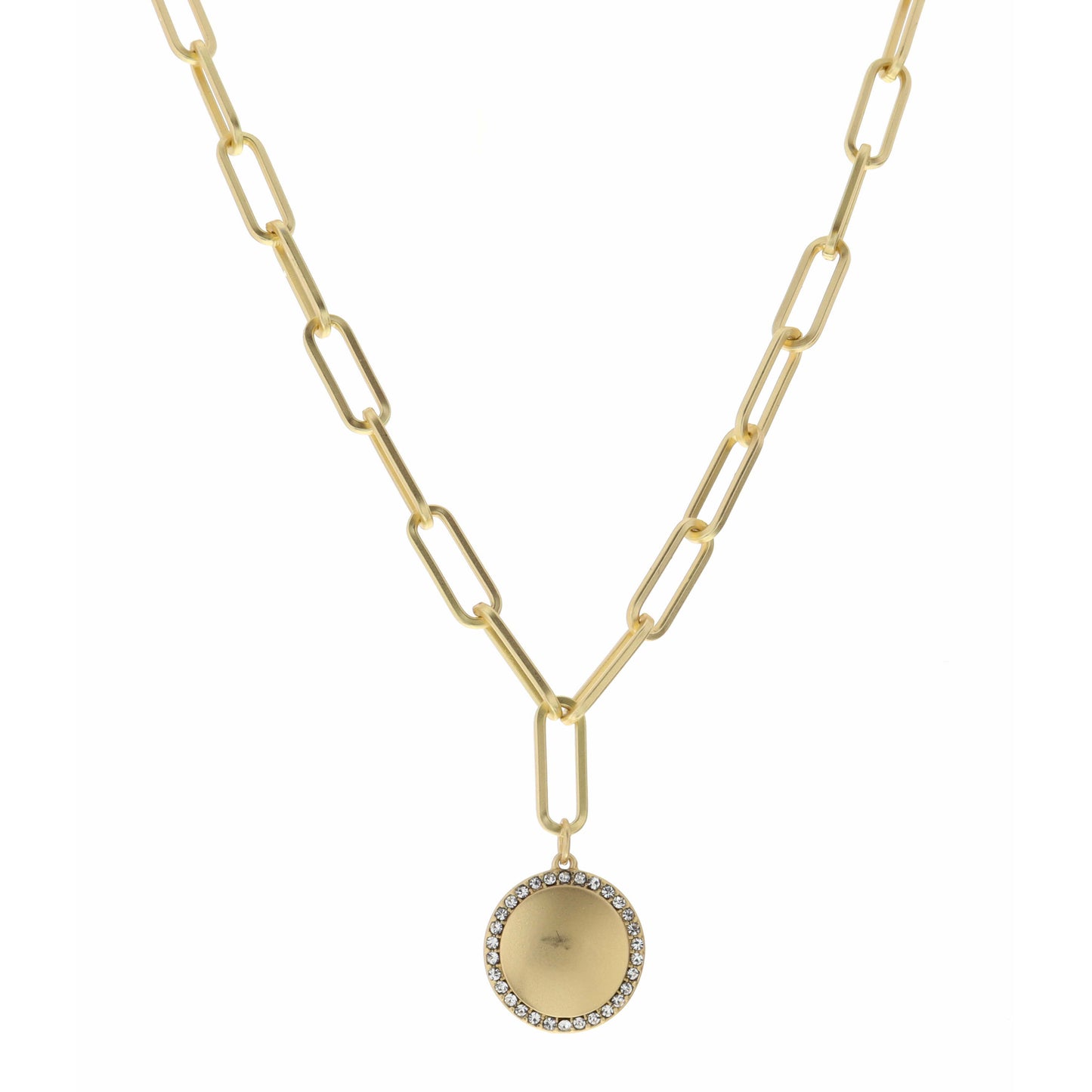 16" Circle with Crystal Outline Necklace, 3" Ext