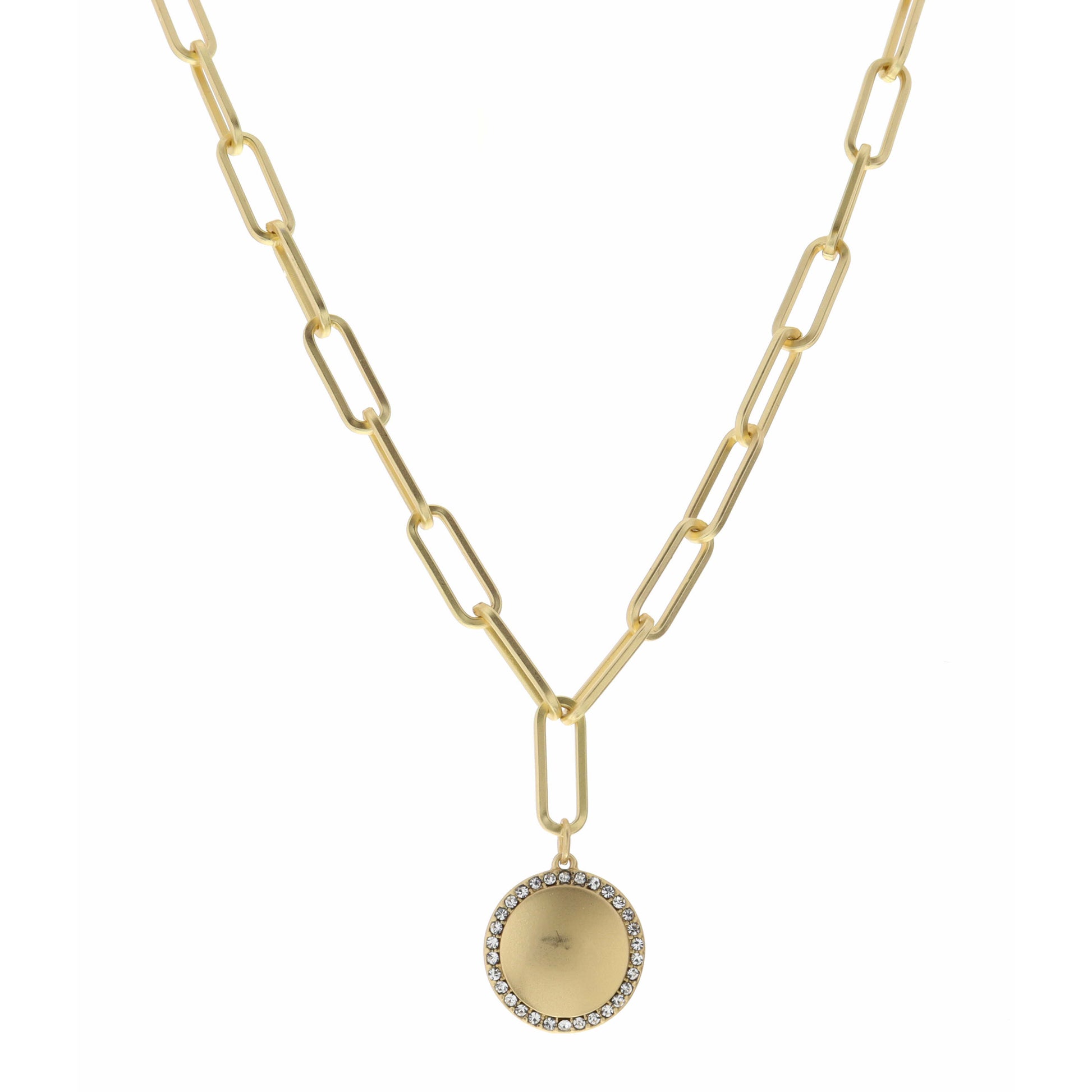 16" Circle with Crystal Outline Necklace, 3" Ext