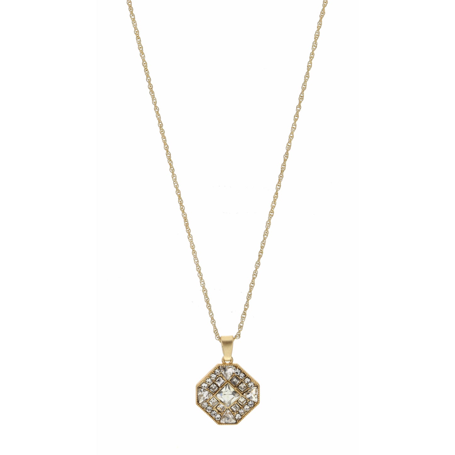 16-27" Adjustable Clear Crystal Octagon Necklace