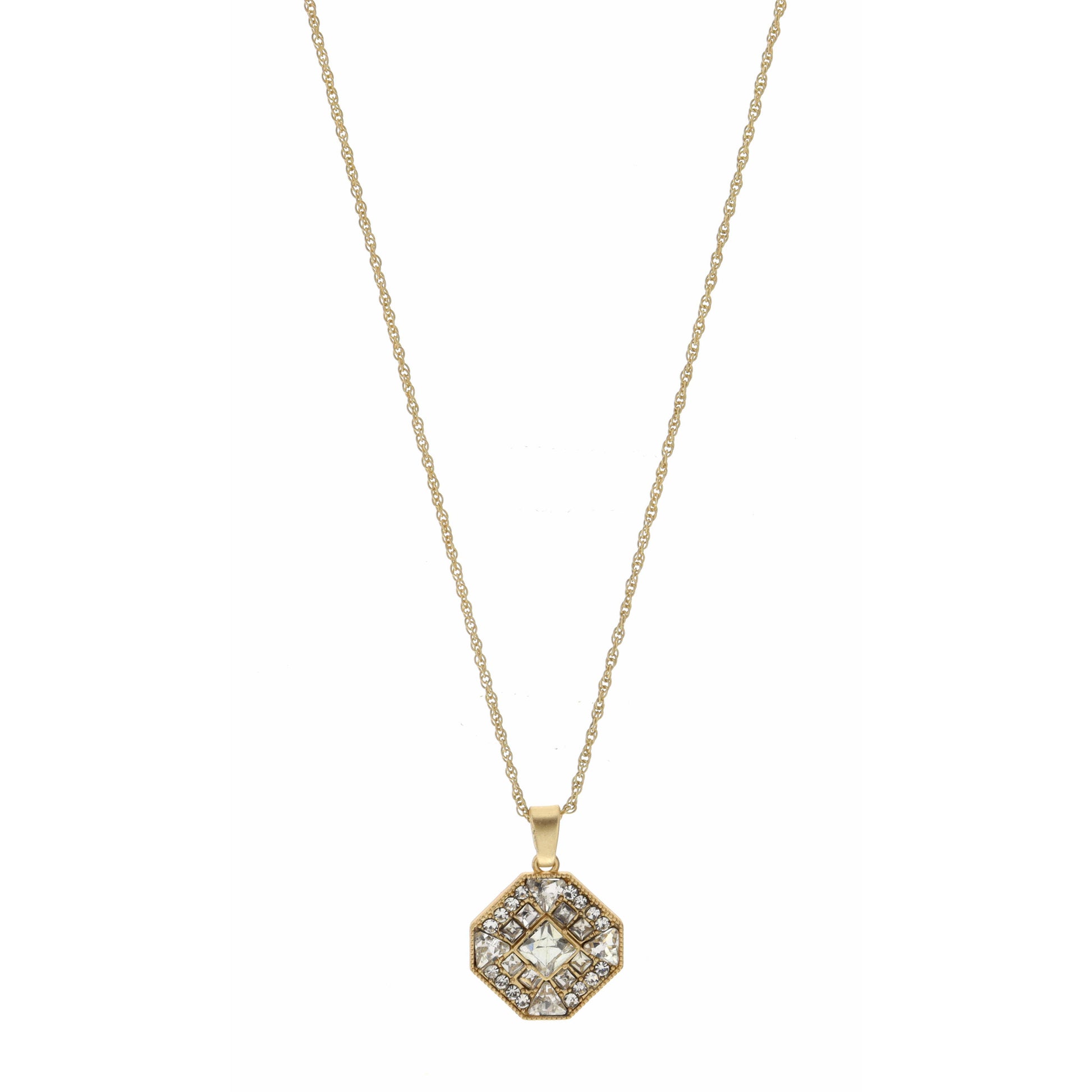 16-27" Adjustable Clear Crystal Octagon Necklace