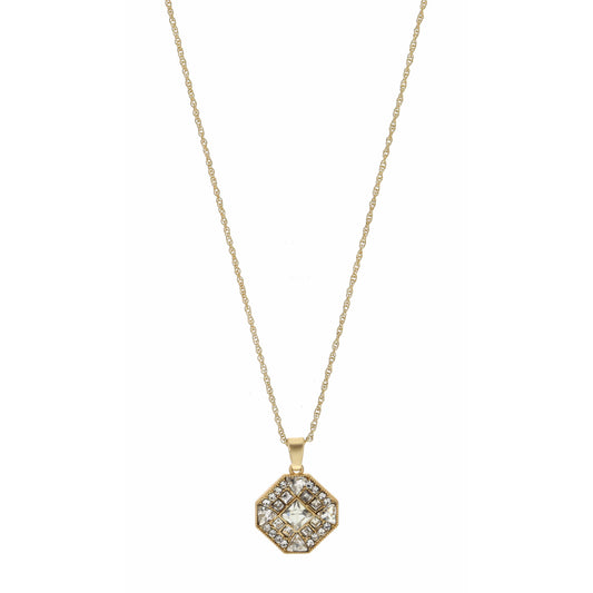 16-27" Adjustable Clear Crystal Octagon Necklace