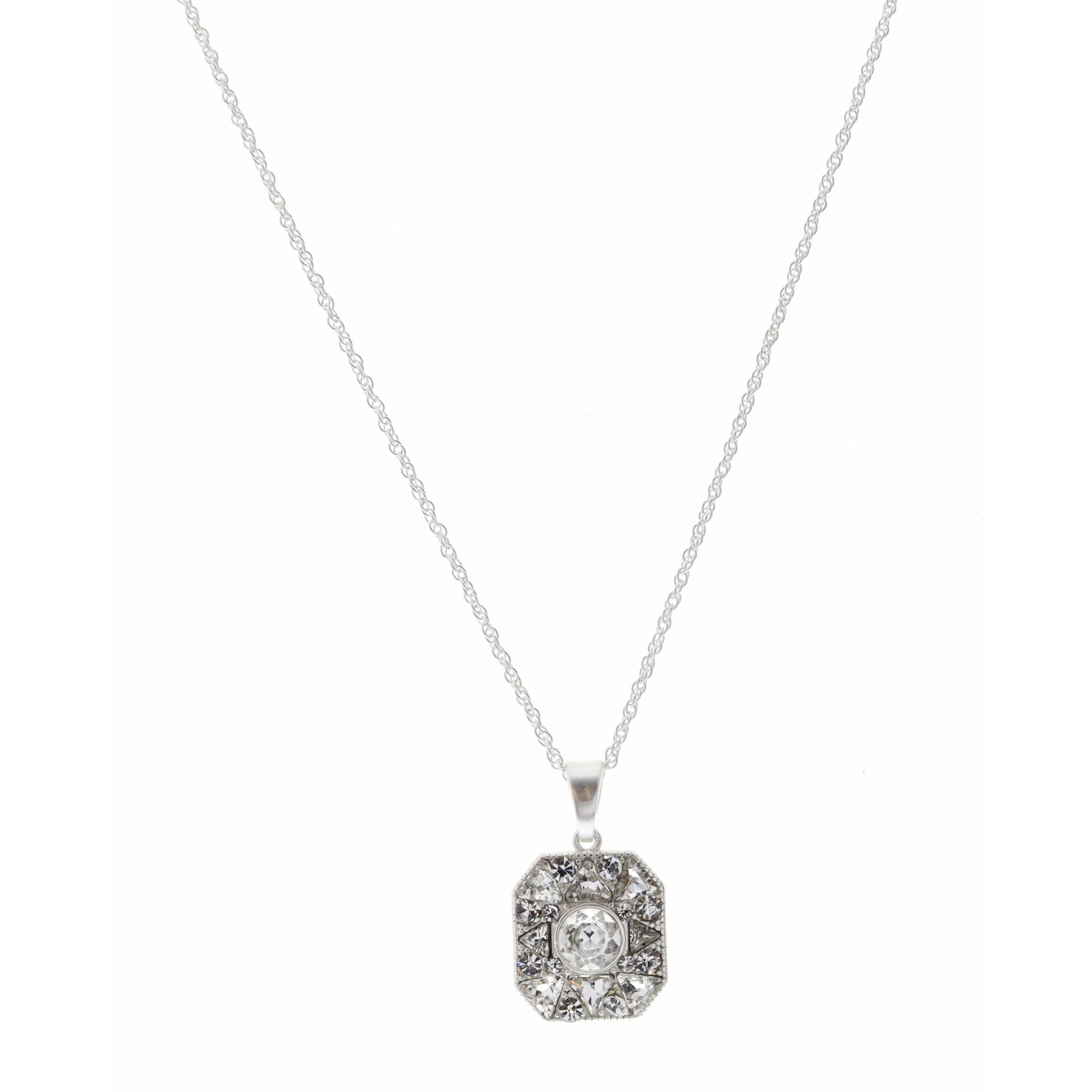 16-27" Adjustable Clear Crystal Square Necklace