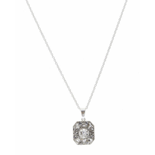 16-27" Adjustable Clear Crystal Square Necklace