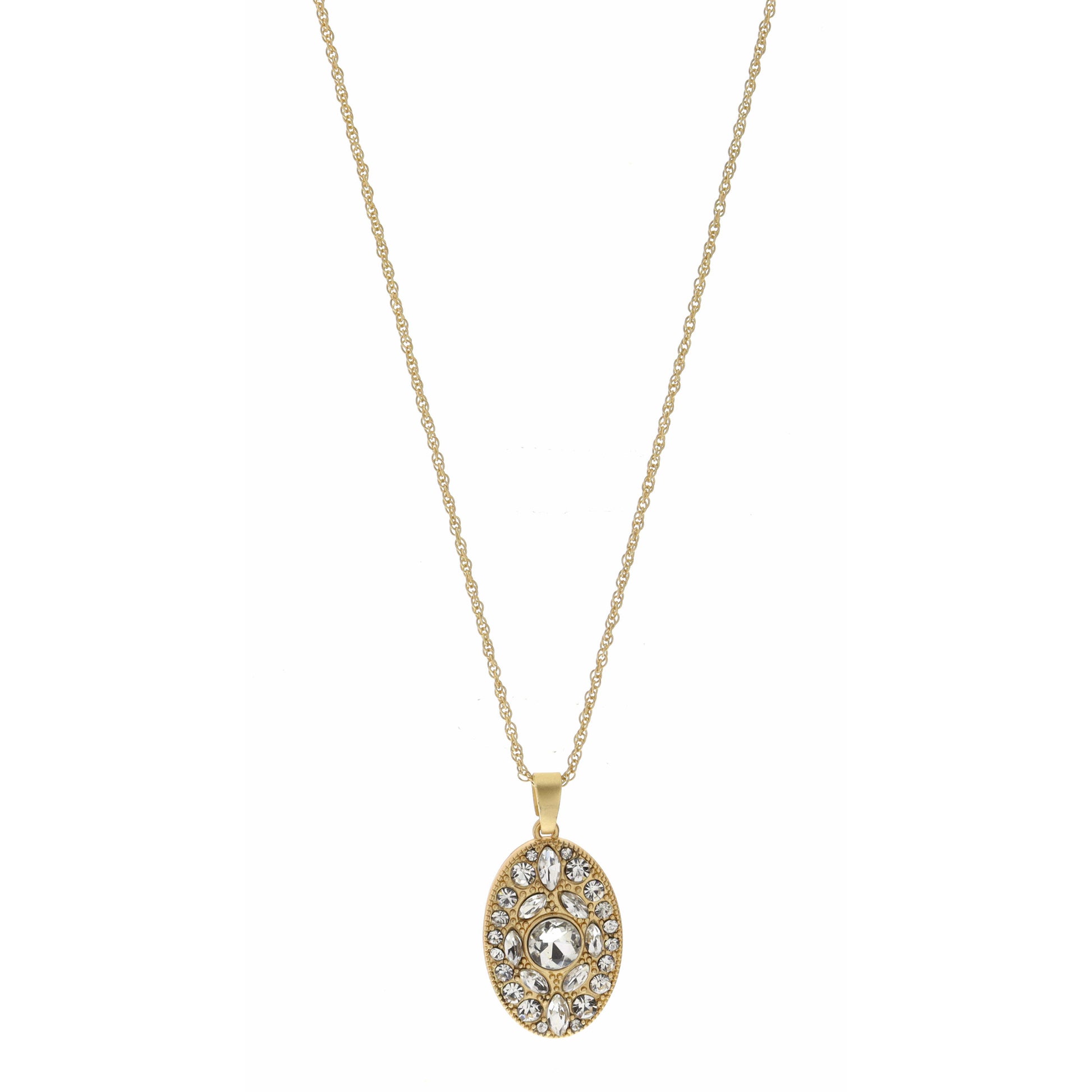 16-27" Adjustable Clear Crystal Oval Necklace