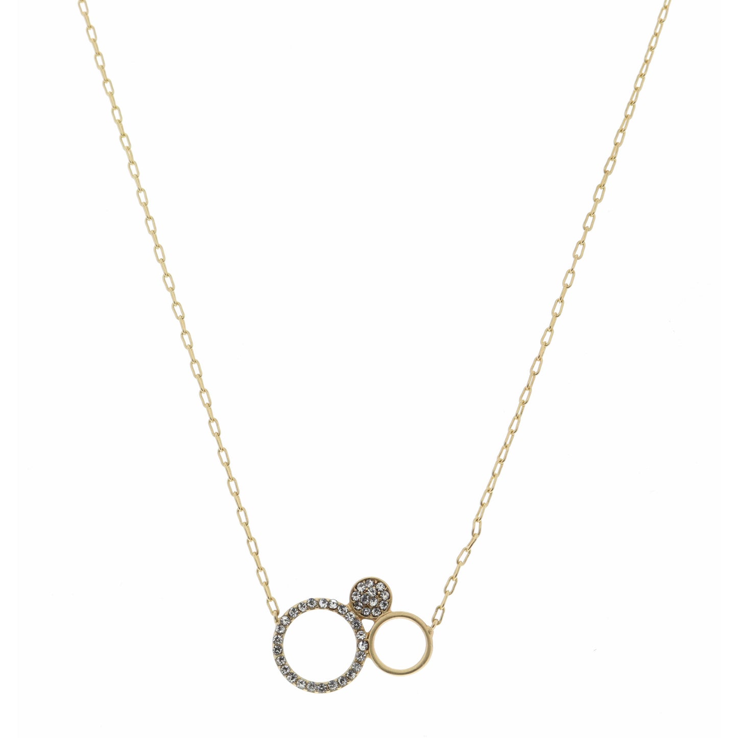 16" Gold, Open Circle, Circle, Crystal Circle  Necklace, 3" Ext
