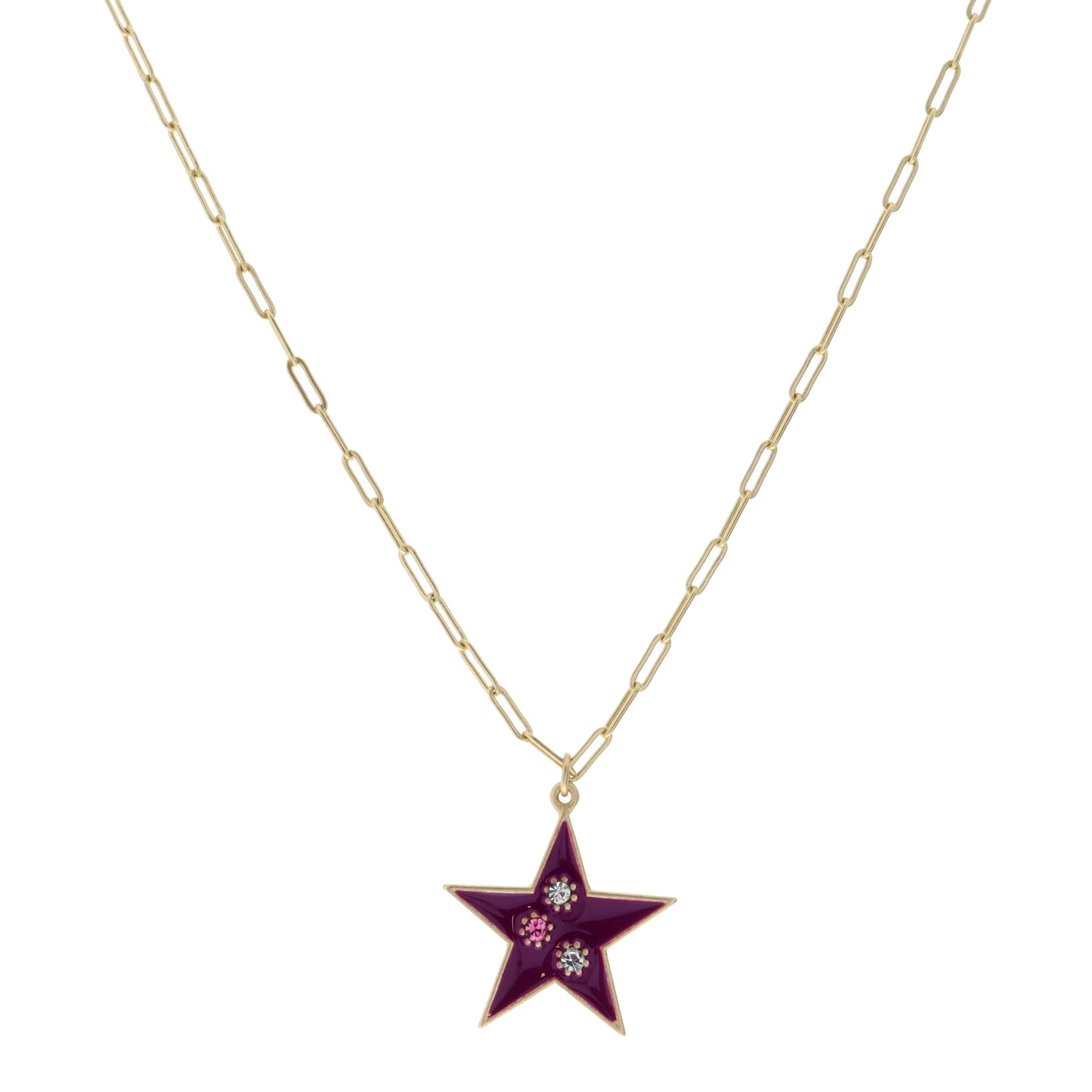 Kids 14" Purple Star with Multi Crystals Necklace, 3" Ext