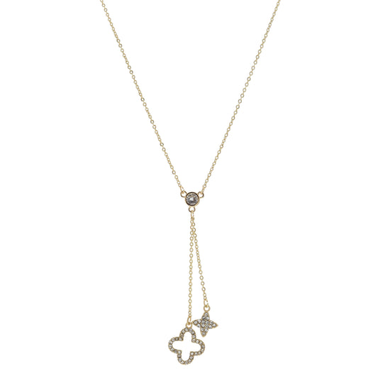 16" Crystal Station with Quatrefoil & Star Dangles Necklace, 3" Ext