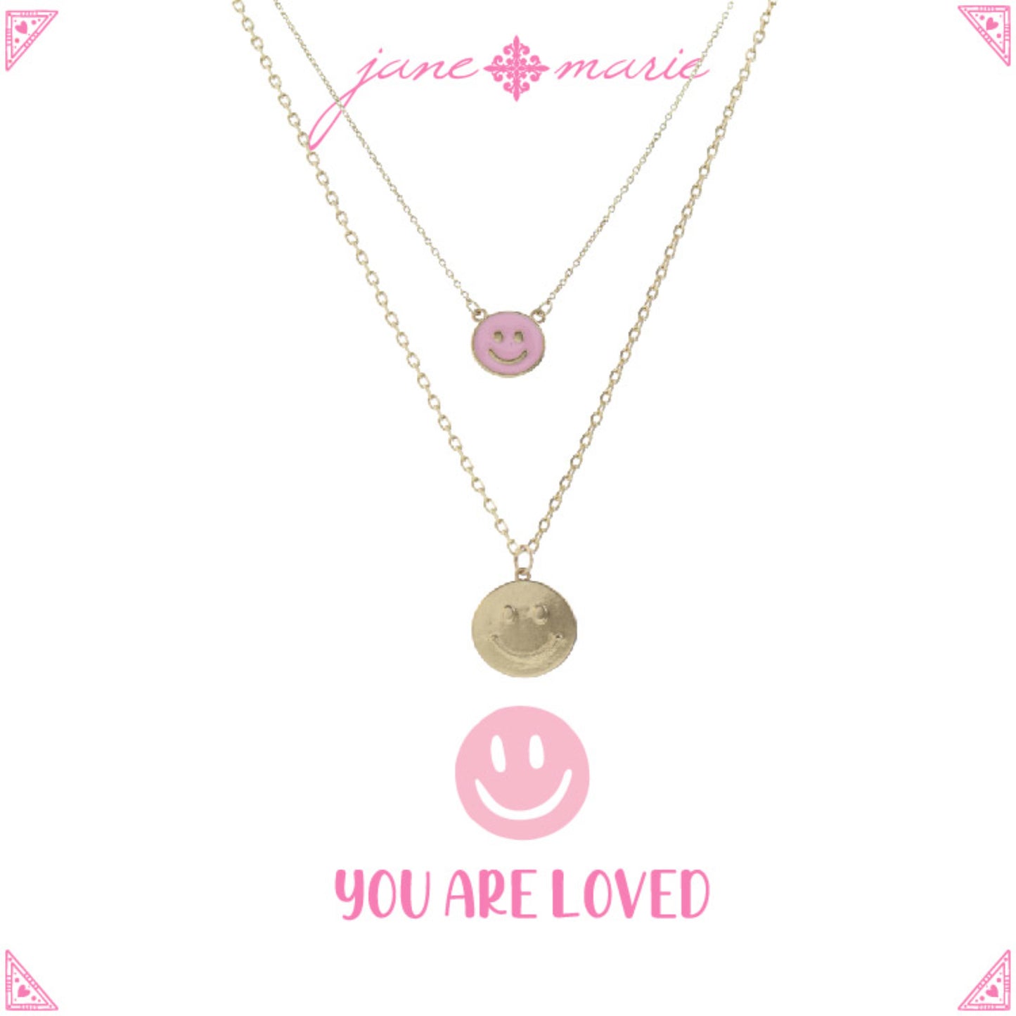 Kids 14", 16" Mom + Daughter Set, Happy Faces Necklace, 3" Ext