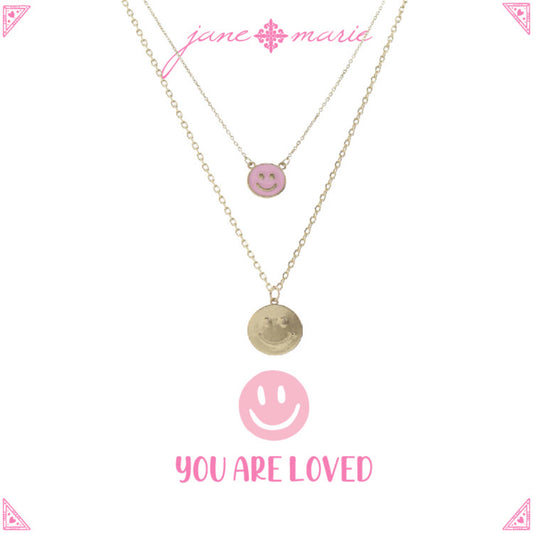 Kids 14", 16" Mom + Daughter Set, Happy Faces Necklace, 3" Ext