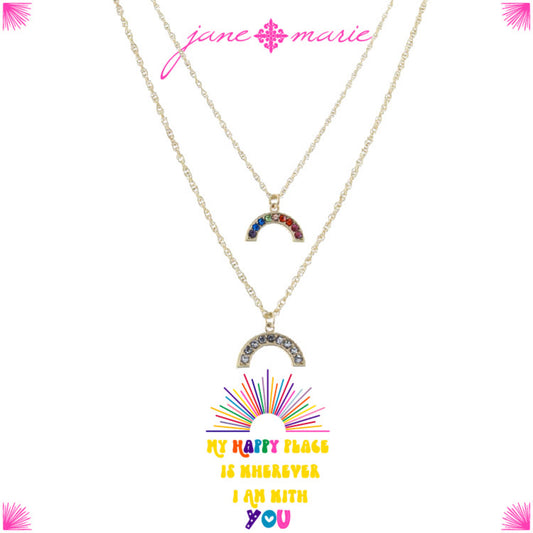 Kids 14", 16" Mom + Daughter Set, Rainbows Necklace, 3" Ext