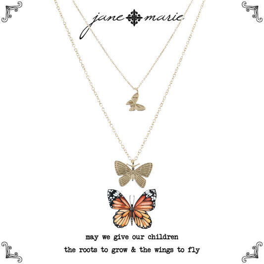 Kids 14", 16" Mom + Daughter Set, Butterfly, Butterfly Necklace, 3" Ext