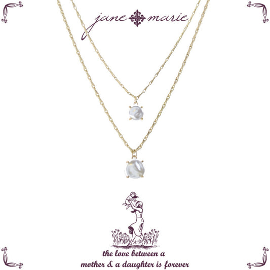 Kids 14", 16" Mom + Daughter Set, Pearl, Pearl Necklace, 3" Ext