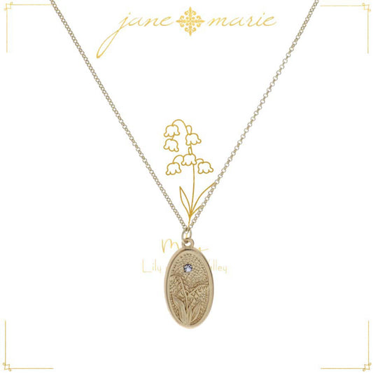 18" Lily of the Valley "May", Floral Oval Necklace, 3" Ext