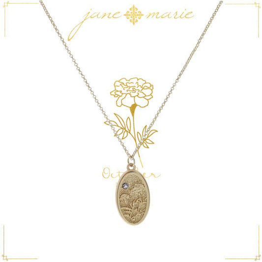 18" Marigold "October", Floral Oval Necklace, 3" Ext