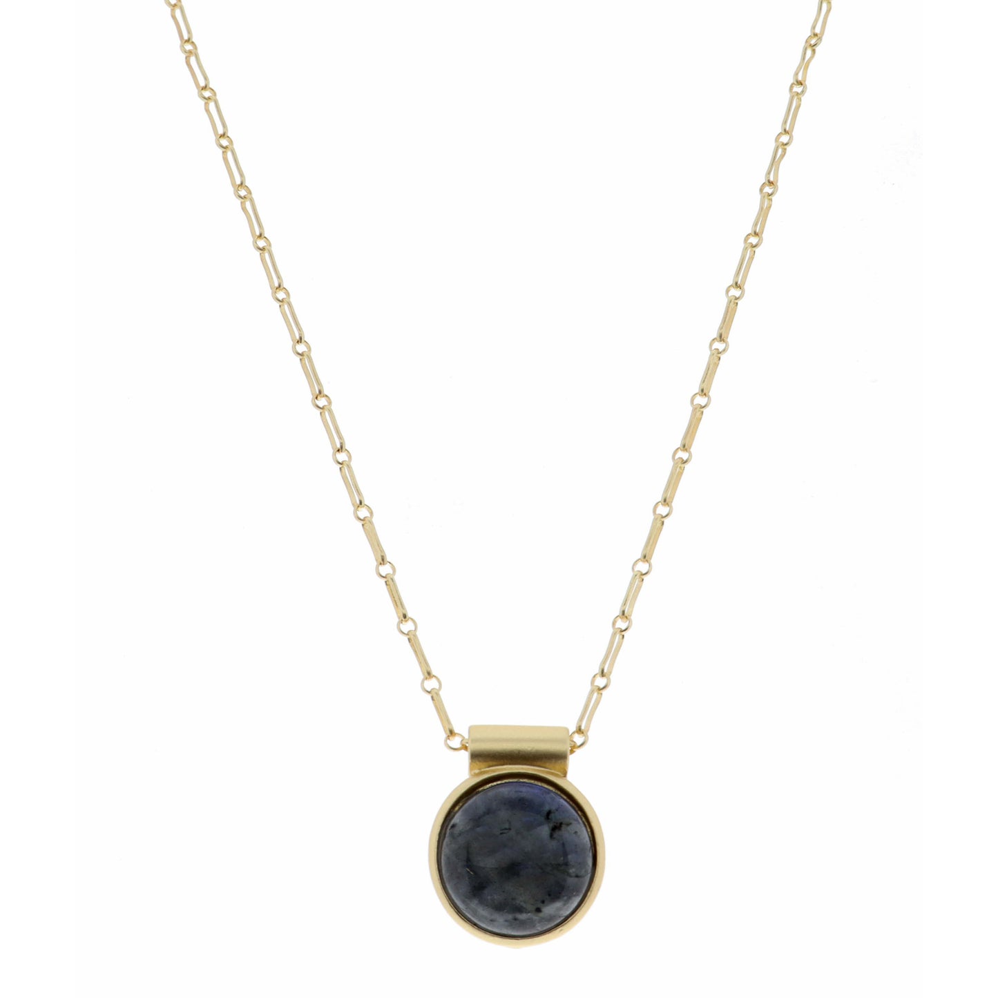 18" Encased Round Labradorite Necklace, 2" Ext