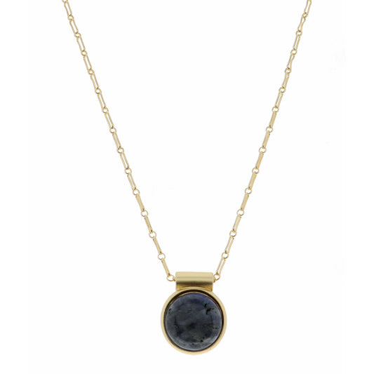 18" Encased Round Labradorite Necklace, 2" Ext