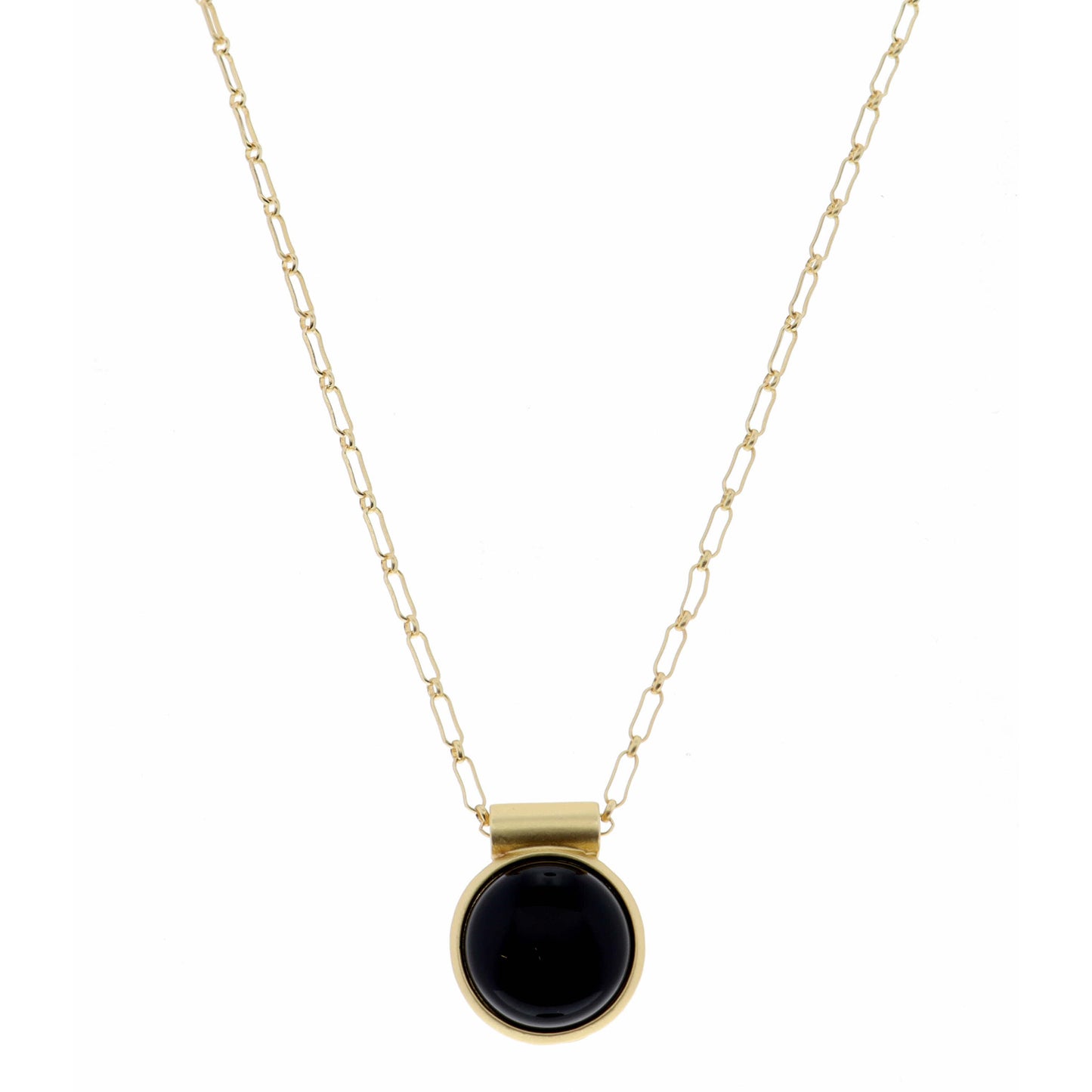 18" Encased Round Jet Necklace, 2" Ext