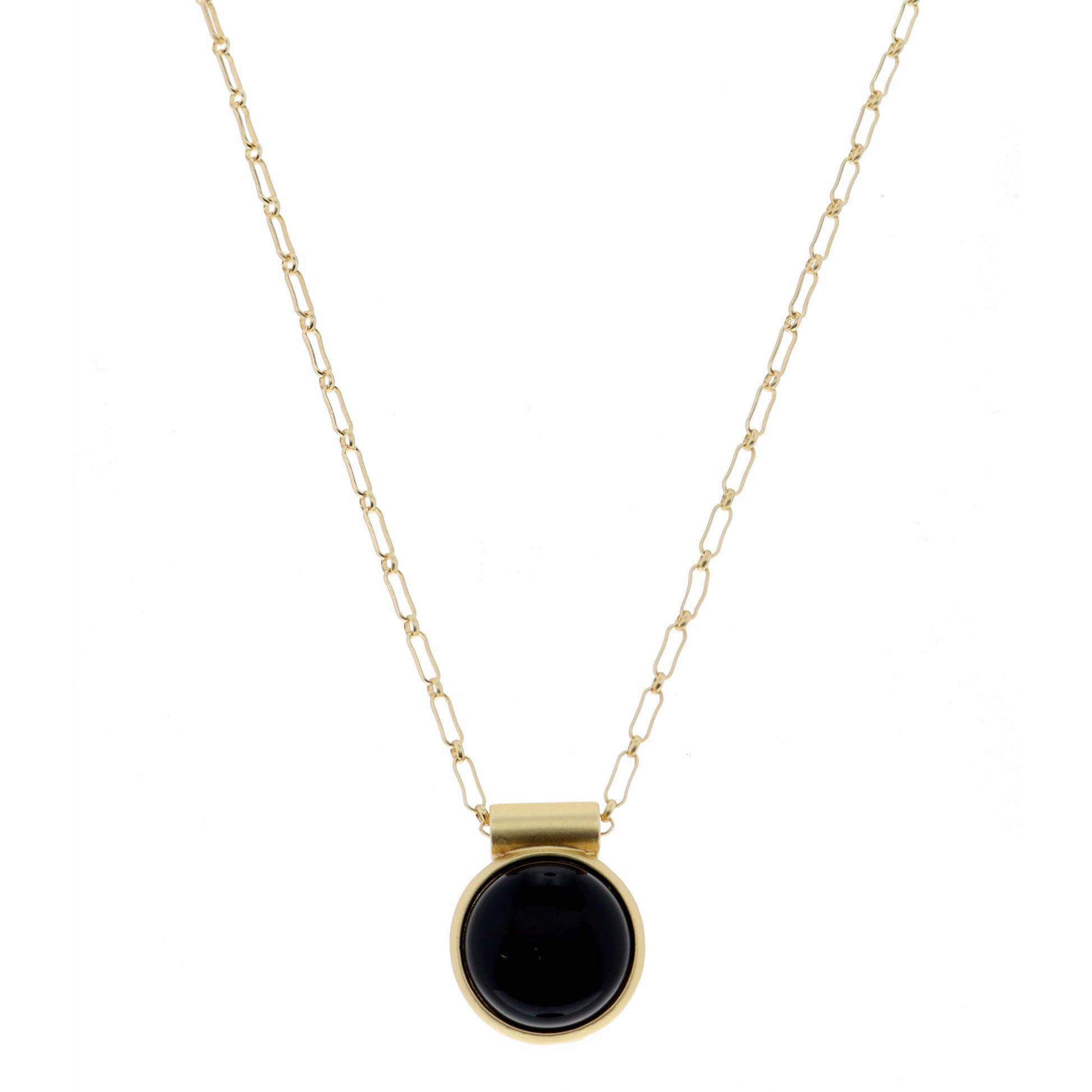 18" Encased Round Jet Necklace, 2" Ext