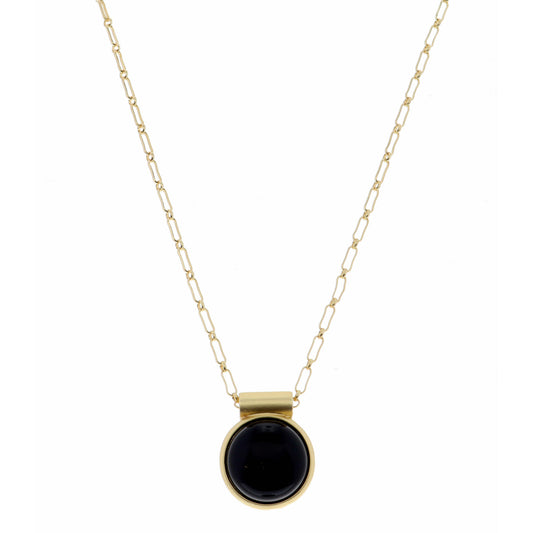 18" Encased Round Jet Necklace, 2" Ext