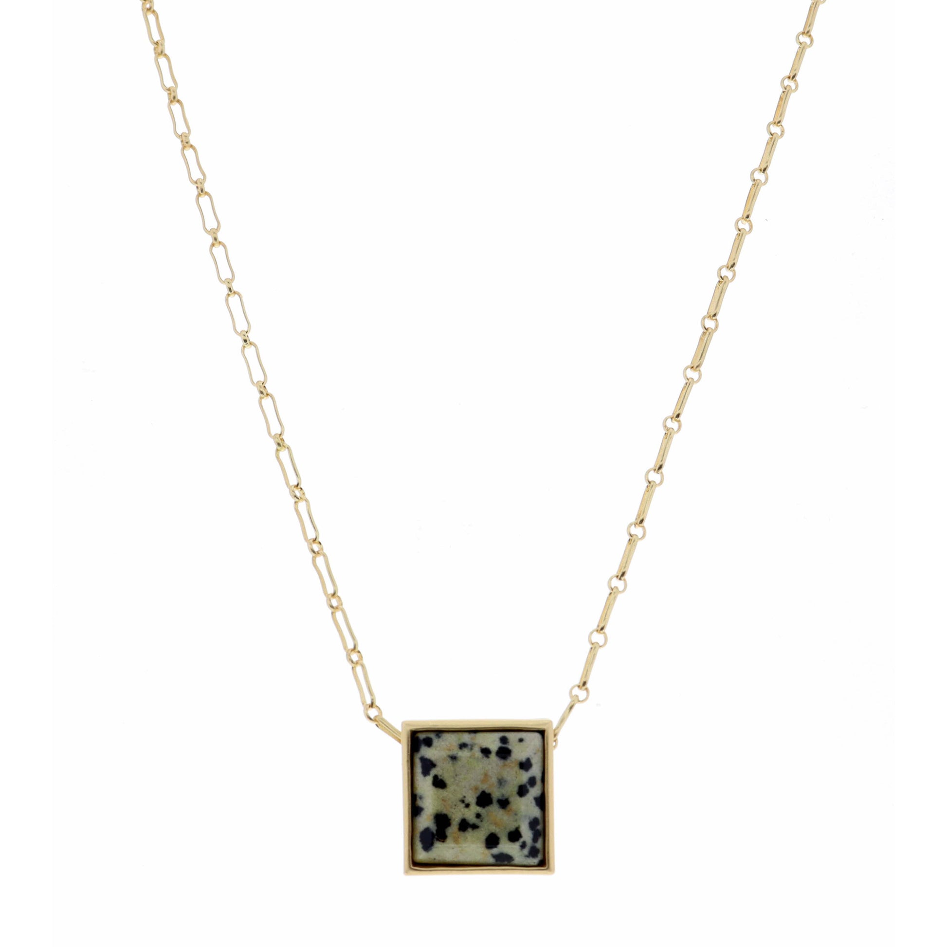 18" Encased Square Dalmatian Necklace, 2" Ext