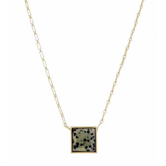 18" Encased Square Dalmatian Necklace, 2" Ext