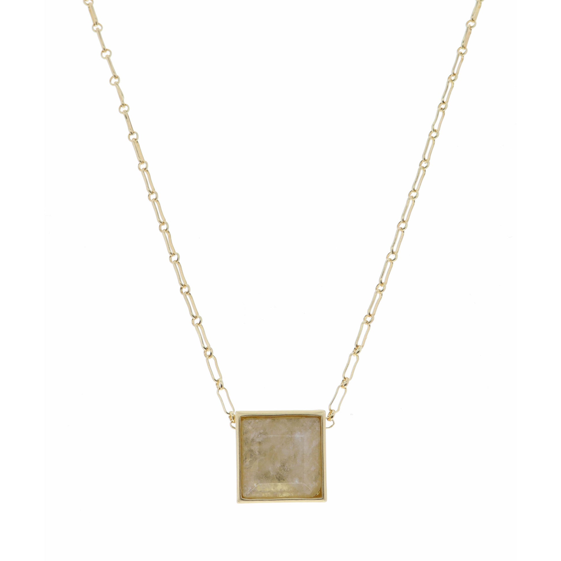 18" Encased Square Natural Necklace, 2" Ext