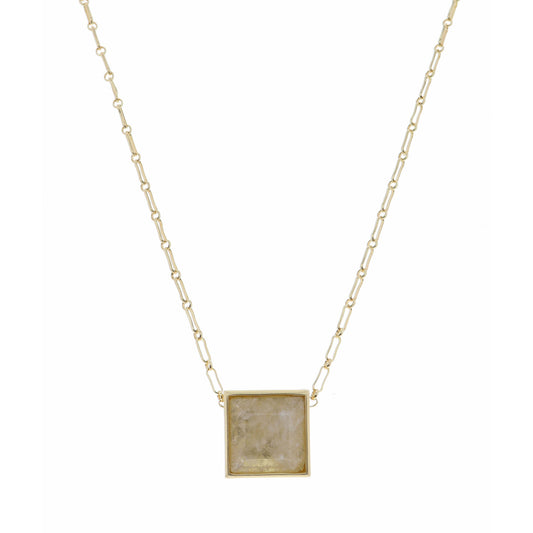 18" Encased Square Natural Necklace, 2" Ext
