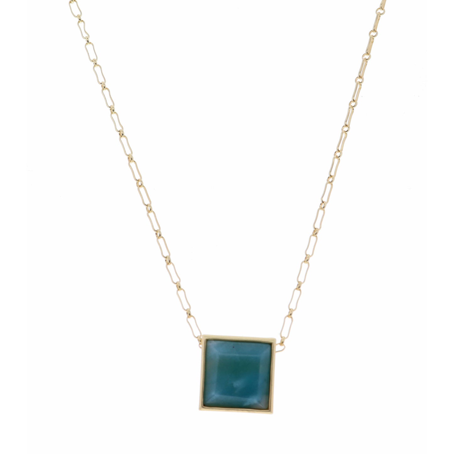 18" Encased Square Amazonite Necklace, 2" Ext