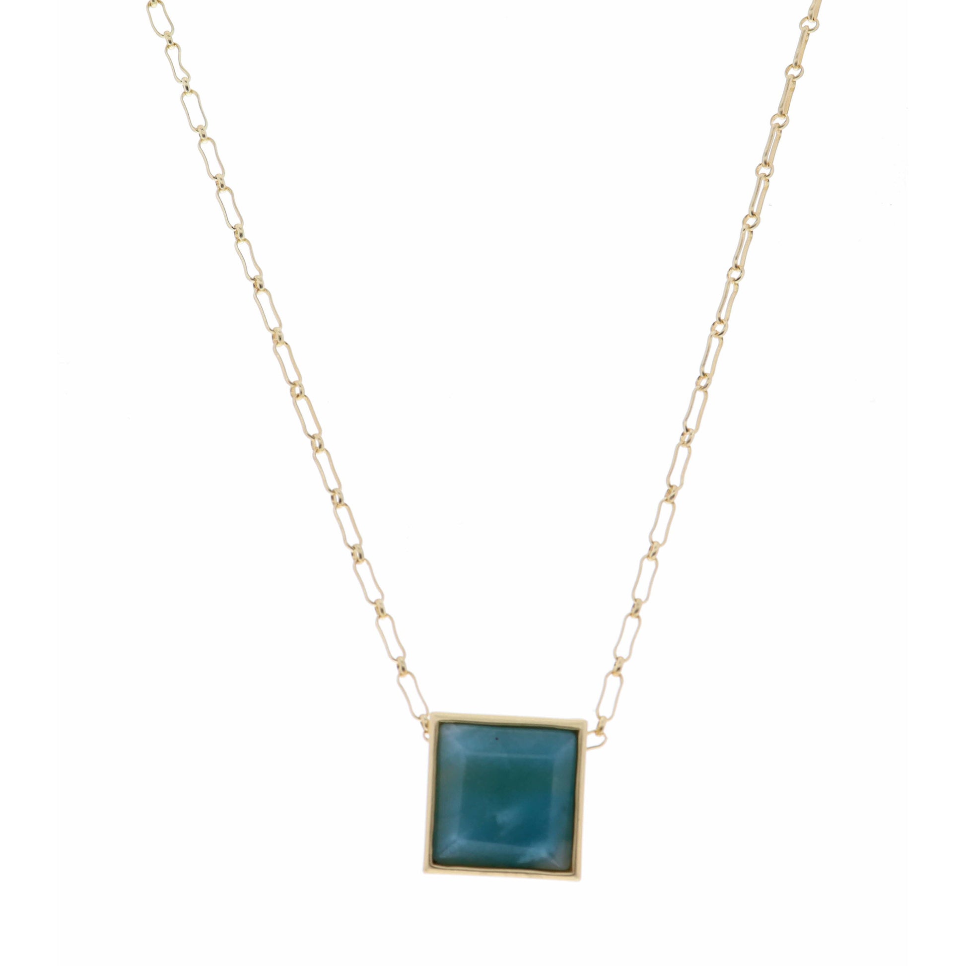 18" Encased Square Amazonite Necklace, 2" Ext