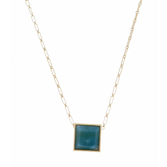 18" Encased Square Amazonite Necklace, 2" Ext
