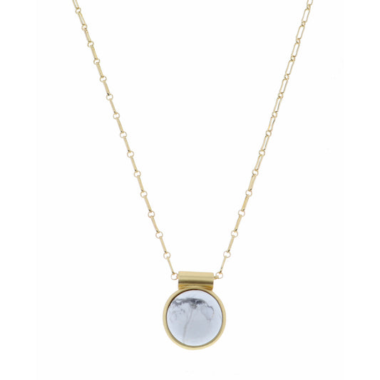 18" Encased Round Howlite Necklace, 2" Ext